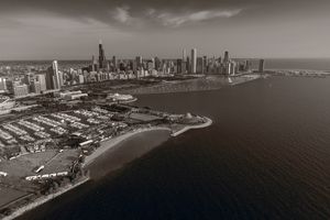 Chicago Lakefront Aerial BW