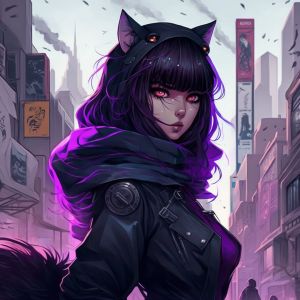 Anime Cyberpunk Cat Girl