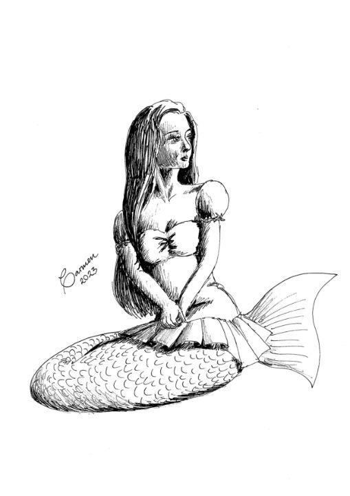 sad mermaid drawings