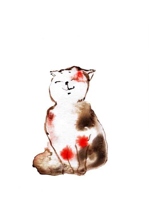 Smiling Kitty - Grumpy Porcupine Art (Art W Healing Personalities)