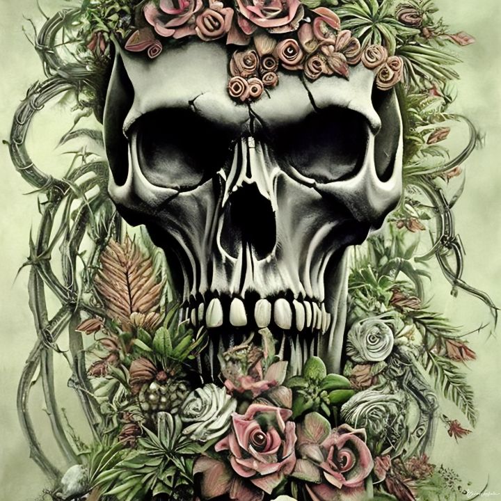 Graphic print of stylized psychedelic skull Vector Image