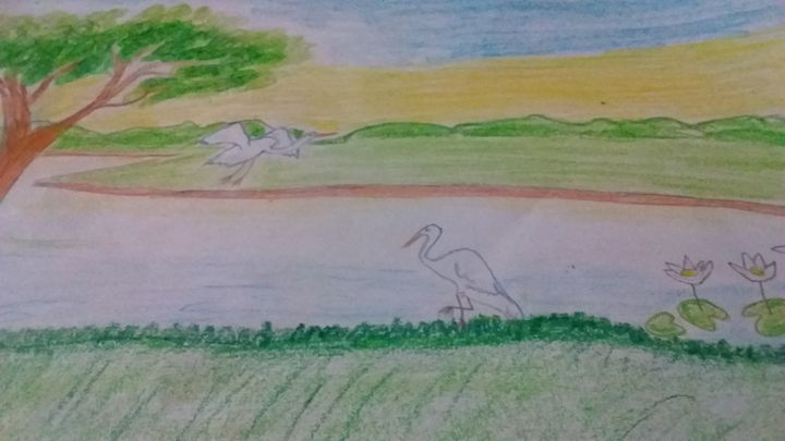 Premium Photo | Mom and daughter playing with happy ducks family on the  pond natural scenery watercolor painting