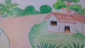 Village drawing for kids