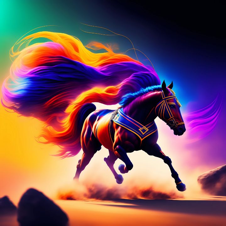 A colorful horse running on desert - art by ahmad - Digital Art ...
