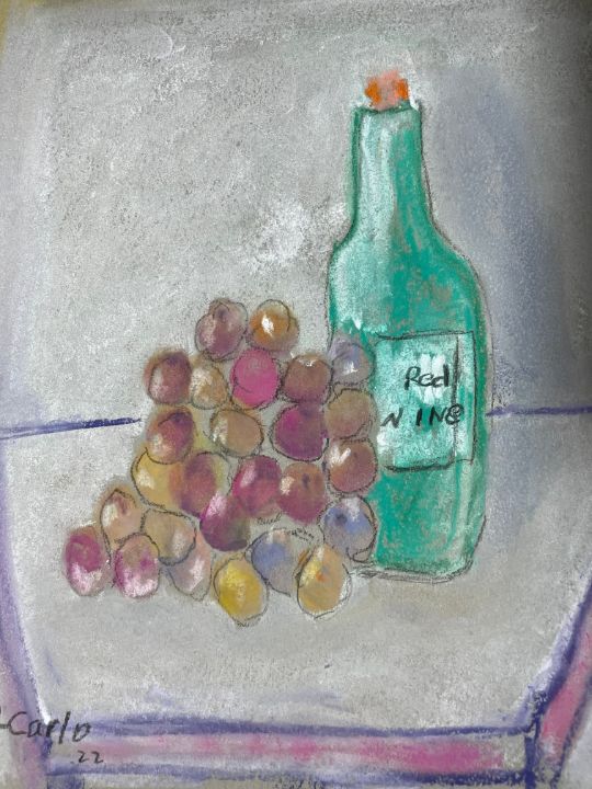 Grapes and bottle of wine - Maple street arts