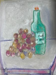 Grapes and bottle of wine