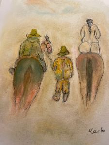 A gaucho,a horse walker and a lady