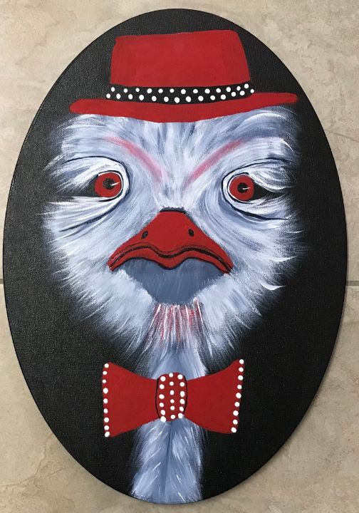 Red Hat and Bow Tie-Charlie the Emu - Susie Mac Art