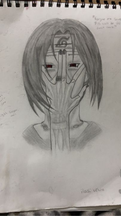 Itachi uchiha sketch original drawing on paper Stock Illustration