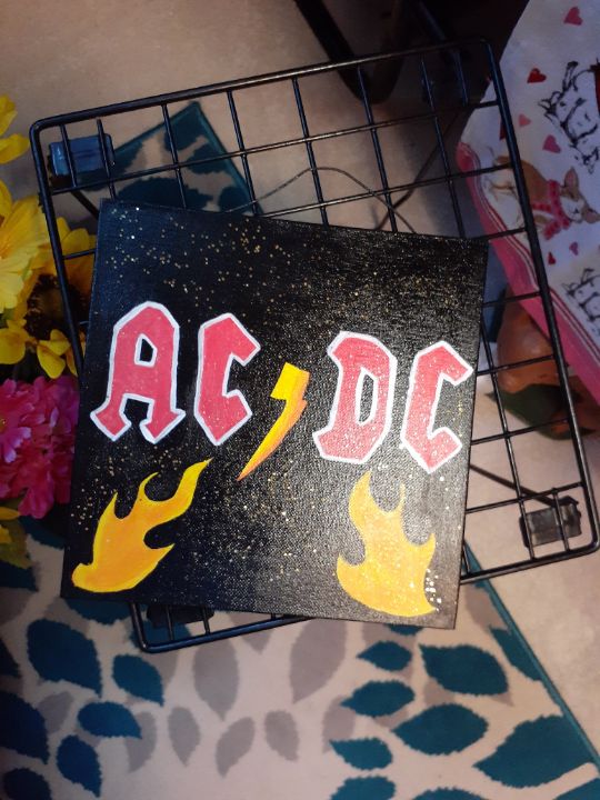 acdc band logo 8x8 painting - Crazyheiferartwork - Paintings & Prints ...