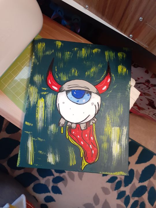 Graffiti Drippy Eye 8x10 Painting - Crazyheiferartwork