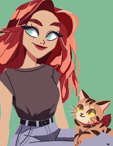A girl and her cat