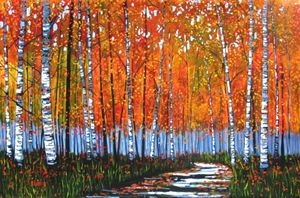 Autumn Path with Birches