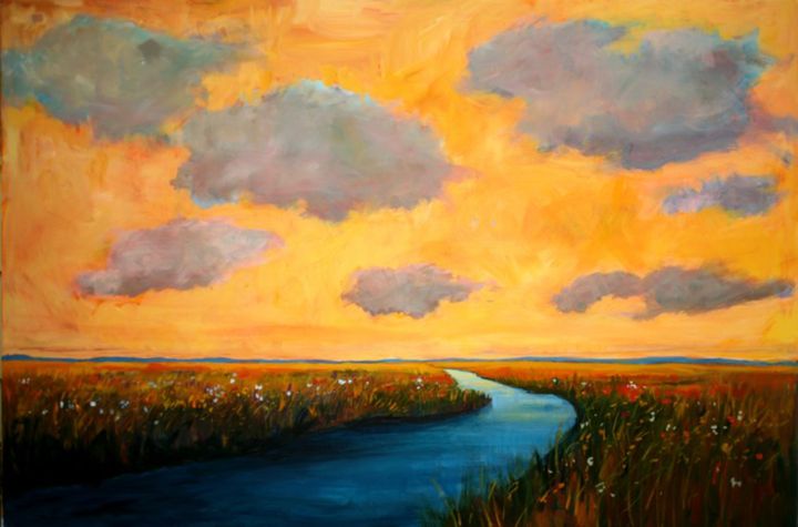 Colorado Plains and Creek, Warm Sky - Patty Baker