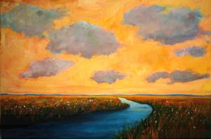 Colorado Plains and Creek, Warm Sky