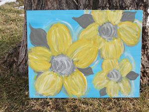 Yellow Flowers on Turquoise