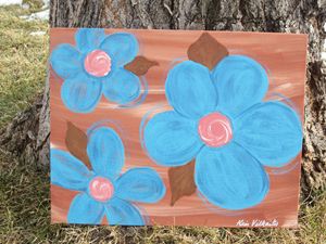 Turquoise Flowers on Clay