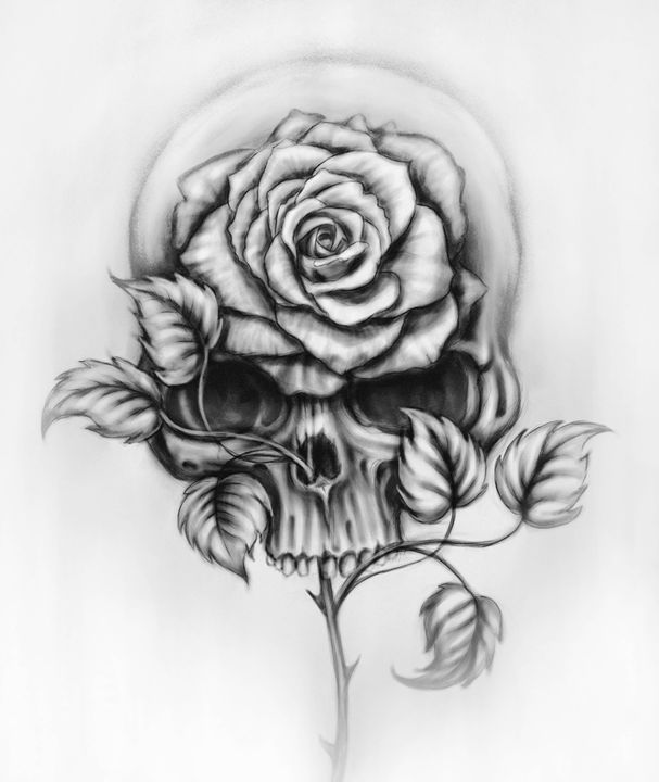 Skull - Erick - Digital Art & Ai, Flowers, Plants, & Trees, Flowers 