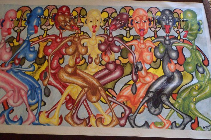 dance party  130 x 110 cm - Modern African