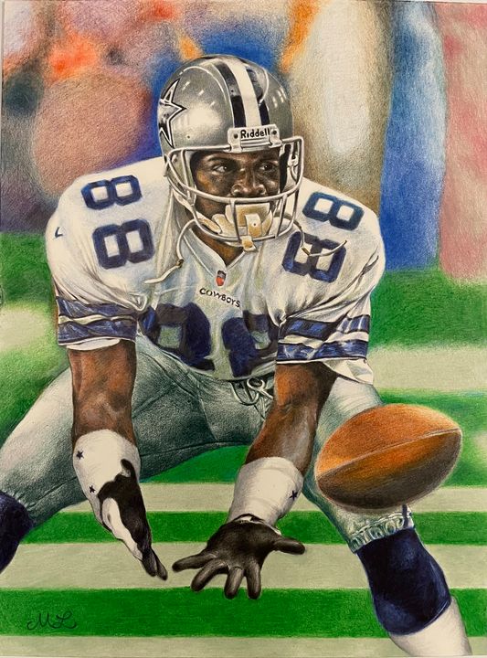 Michael Irvin Dallas Cowboys Football Illustrated Art Poster 