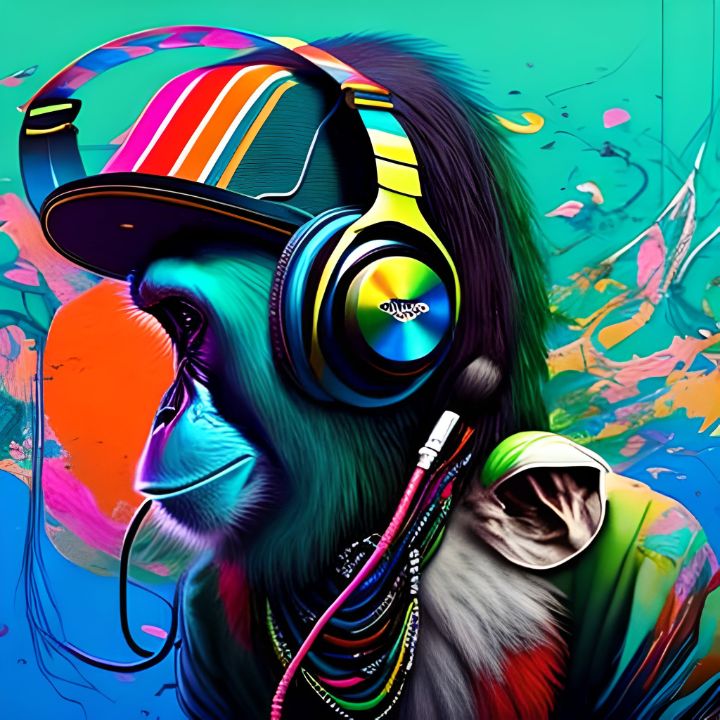 DJ Monkey - AMP - Digital Art & AI, Animals, Birds, & Fish, Primates ...
