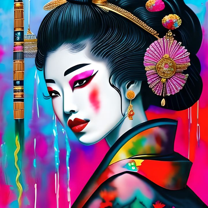 Watercolor Modern Geisha #3 - AMP