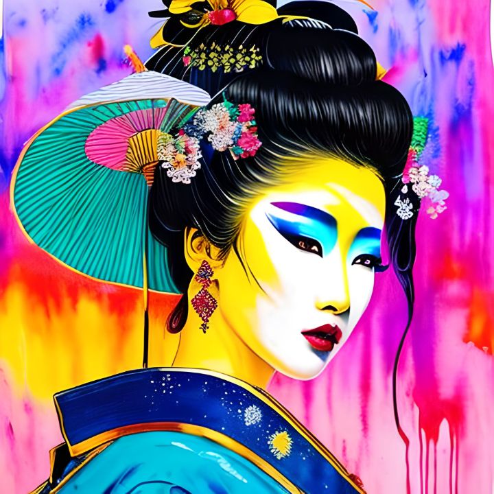 Watercolor Modern Geisha #1 - AMP