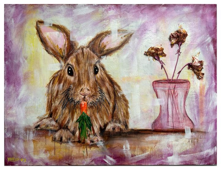 Rabbit Snacking - Jonathan kattine - Paintings & Prints, Animals, Birds ...