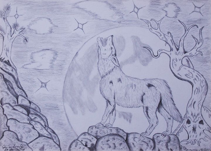 Free Download Wolf Howling At Moon Sketch - motivational quotes