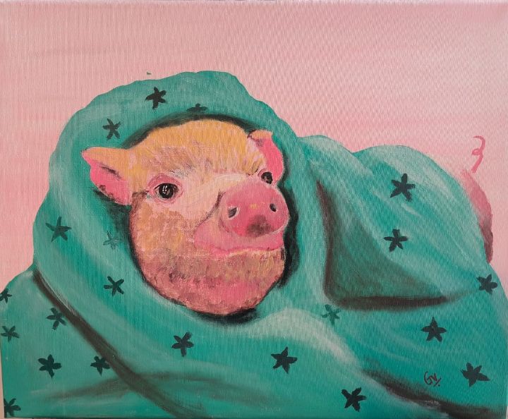 Store Acrylic art on canvas Pig in a blanket