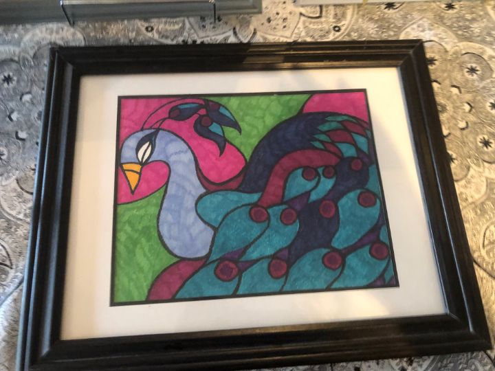 Art Deco Peacock in Sharpie markers - Tacoma Picasso - Paintings & Prints,  Animals, Birds, & Fish, Birds, Peacocks - ArtPal