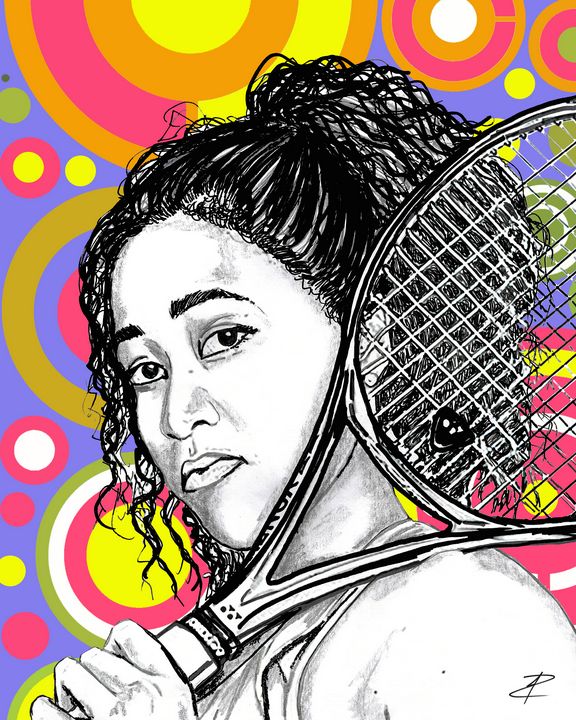 naomi osaka tennis athlete reference digital portrait painting art Sticker  for Sale by wruby