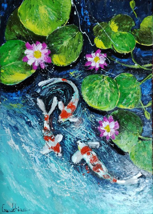 Cosmic Water Lily Pond - sale Canvas