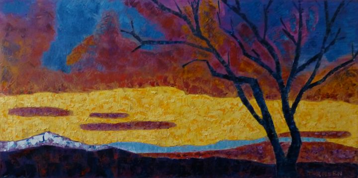 Sunset with Mountain and Tree - Susan Tormoen
