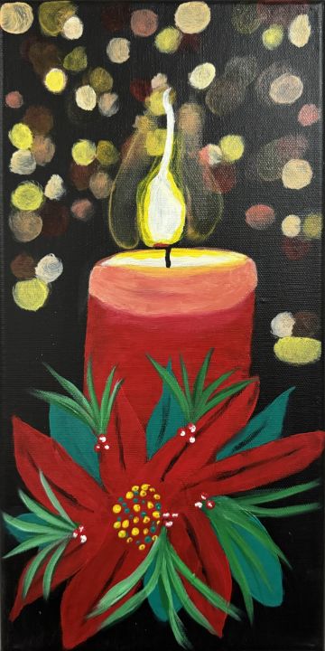 Red Christmas Candle with Poinsettia Melissa G. Perez