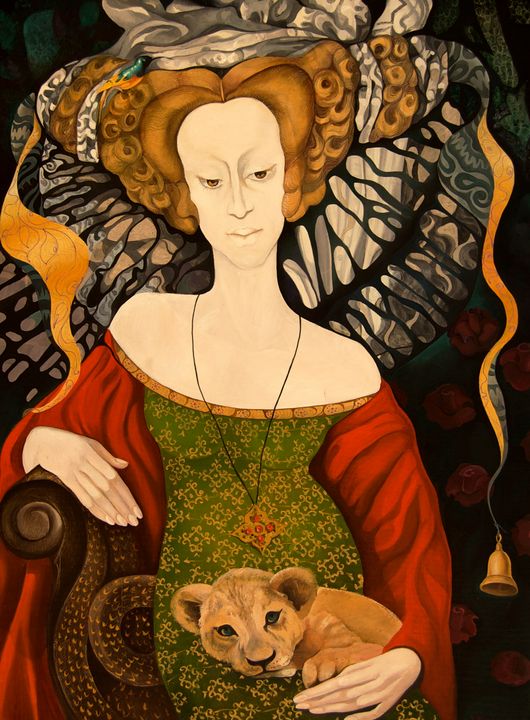 Lady and Cat - Tatyana Binovska Art