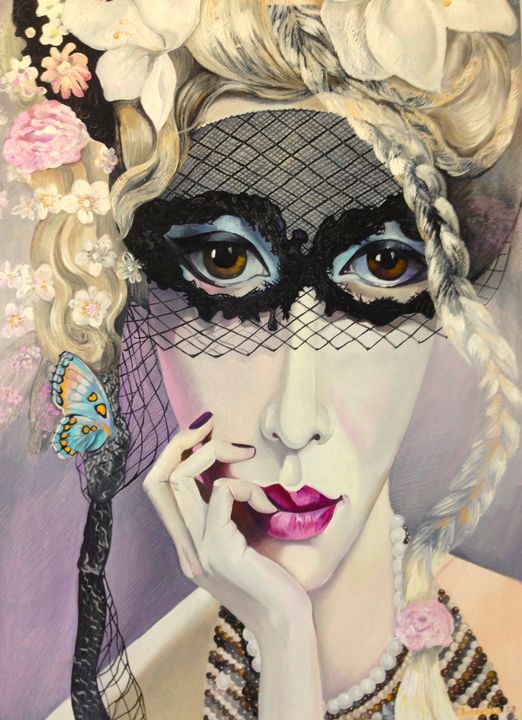 "Lady in Mask"  original SOLD - Tatyana Binovska Art