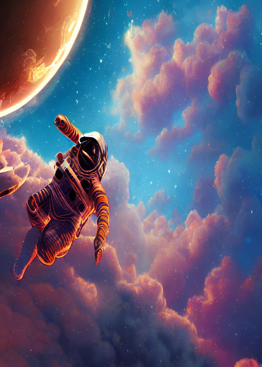astronaut floating in space art