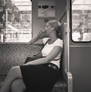 Berlin: woman on ubahn