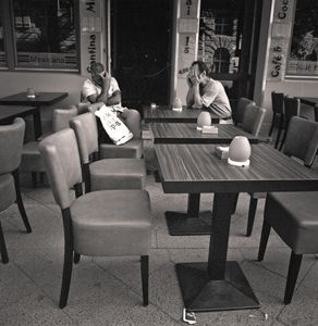 Berlin: men at cafe