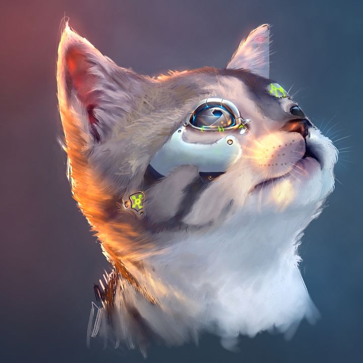 Cybernetic Kitten - Matt Van Gorkom - Paintings & Prints, Animals ...