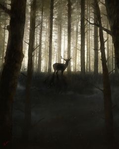 Rainy Forest Deer - Matt Van Gorkom - Paintings & Prints, Animals ...