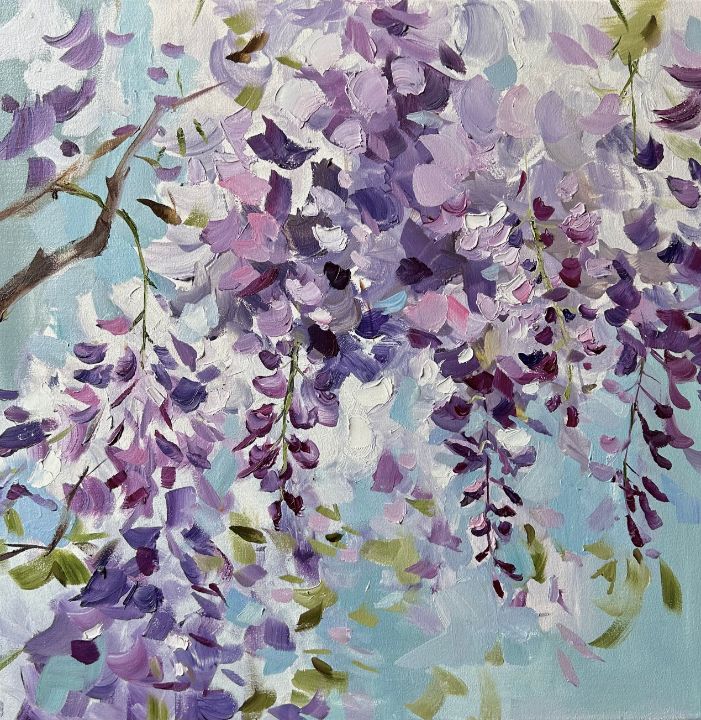 WISTERIA  FLOWER PAINTING, INTERIOR - Maryna Bilchyk - Paintings & Prints,  Flowers, Plants, & Trees, Flowers, Flowers I-Z, Wisteria - ArtPal
