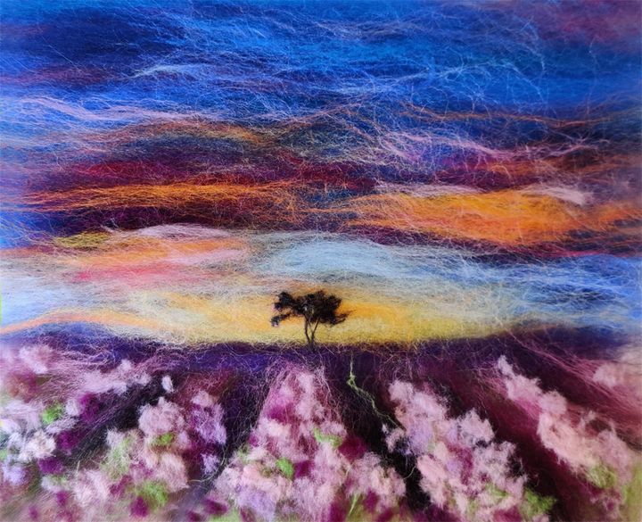 Lavender field wool painting Elvira Gatina s Gallery Paintings