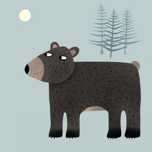 Bear, Trees and the Moon - Nic Squirrell