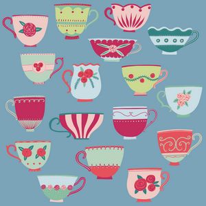 China Tea Cups on Teal - Nic Squirrell
