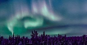 Northern Lights in Northern Forest - MJB DigiArt