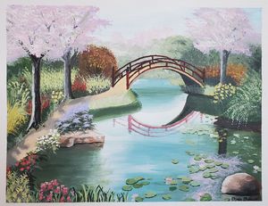  Japanese Bridge Garden Nature Landscape Picture Print