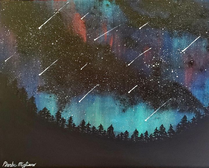 Meteor Shower, Abstract mixed media art, celestial art, stars, mixed media artwork, celestial gift, meteors, astronomy, online gift for him