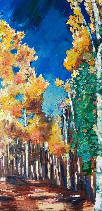 Colourful autumn trees ,oil paint. - ARTISTICAA - Paintings & Prints,  Landscapes & Nature, Forests, Boreal & Temperate - ArtPal